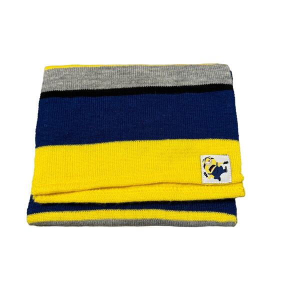 Universal Studios Minions Scarf Striped 50” X 9” Blue Yellow Gray Casual Fun - Picture 1 of 5